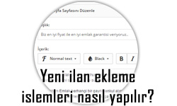 Yeni ilan ekleme işlemi nasıl yapılır?